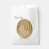 Gouden Elegante Ripple Effect & Rozen Bladeren Bedankzakje (Voorkant)
