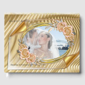 Gouden Elegante Ripple Effect & Rozen Gastenboek (Voorkant)