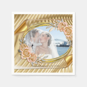 Gouden Elegante Ripple Effect & Rozen Servet