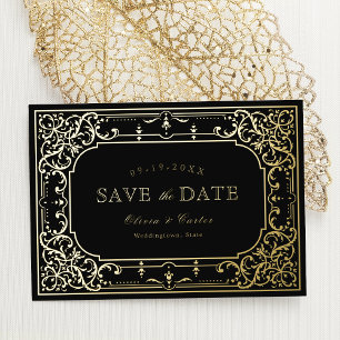 Gouden elegante romantische sierlijke vintage brui folie uitnodiging