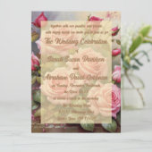 Gouden Elegante Roze Rozen Trouw Uitnodigingen (Staand voorkant)
