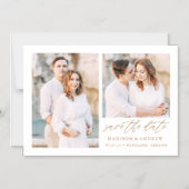 Gouden Elegante Script 2 Foto Save the Date Magnetische Uitnodiging (Voorkant)