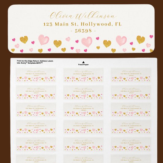 Gouden Elegante Script naam van wit retour adres Etiket