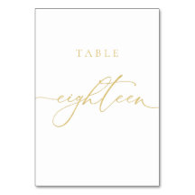 Gouden Elegante Script Tafel Nummer Achttien