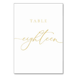 Gouden Elegante Script Tafel Nummer Achttien Kaart