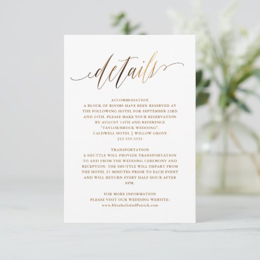 Gouden Elegante Script Typografie Uitnodiging (Staand voorkant)