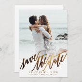 Gouden Elegante Script uitnodiging (Voorkant / Achterkant)