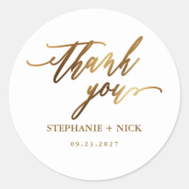 Gouden Elegante Script uitnodiging Klassieke Ronde Ronde Sticker