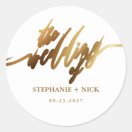 Gouden Elegante Script uitnodiging Ronde Sticker