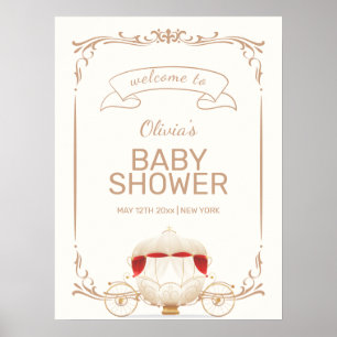 Gouden Elegante Sprookjes Koets Baby Shower Welkom Poster