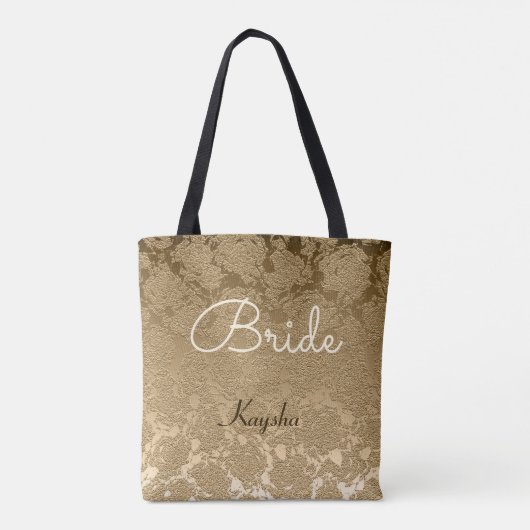 Gouden Elegante Trouw Bruid Tote Bag (Achterkant)