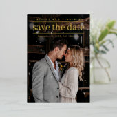 Gouden Elegante Trouw Moderne Foto Save the Date Folie Uitnodiging (Staand Voorkant)