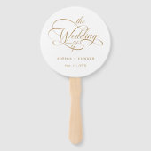 Gouden Elegante Trouwtijdlijn Handwaaier (Voorkant)
