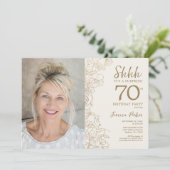 Gouden Elegante Verrassingsfoto 70e Verjaardag Kaart (Staand voorkant)