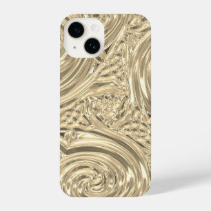 Gouden elegante Victoriaans art nouveau reliëflook iPhone 14 Hoesje
