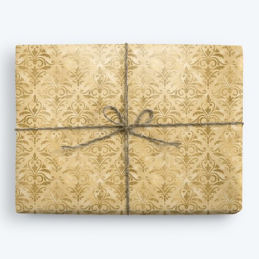 Gouden Elegante Victoriaans Damask Cadeaupapier