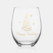 Gouden Elegante Vrolijke Kerstgroet Wijnglas Zonder Voet (Voorkant)