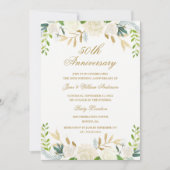 Gouden Elegante Waterverf Bloem Bruiloft Jubileum Kaart (Voorkant)