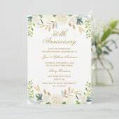 Gouden Elegante Waterverf Bloem Bruiloft Jubileum Kaart (Staand voorkant)