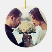 Gouden Elegante Waterverf Eerste Kerstmis Getrouwd Keramisch Ornament (Achterkant)