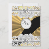 Gouden elegante witte kant monogram bruiloft kaart (Achterkant)