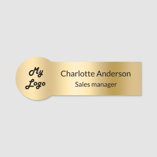 Gouden elegante zakelijke logo medewerker naamplaatje (Voorkant)