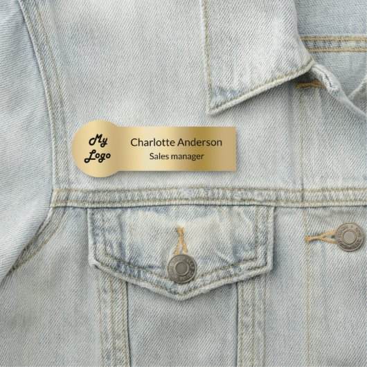 Gouden elegante zakelijke logo medewerker naamplaatje (In situ)