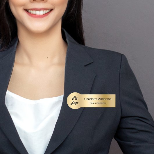 Gouden elegante zakelijke logo medewerker naamplaatje