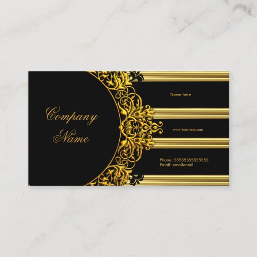 Gouden Elegante Zwarte Glamoureuze Mode Visitekaartje (Voorkant)