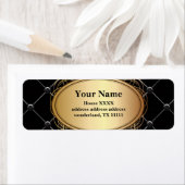 gouden, elegante, zwarte, retouradreslabels etiket (Insitu)