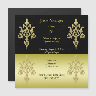 Gouden Elegantie 80ste Verjaardagsfeest Magnetische Uitnodiging