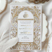 Gouden Elegantie Art Nouveau Moslim Bruiloft Folie Uitnodiging