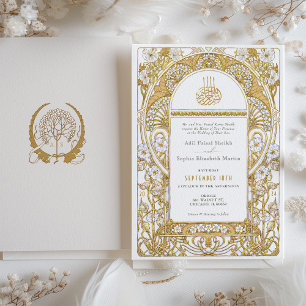 Gouden Elegantie Art Nouveau Moslim Bruiloft Kaart