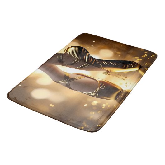 Gouden Elegantie: Ballerina Schoenen op Gold Bokeh Badmat (Gekanteld)