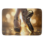 Gouden Elegantie: Ballerina Schoenen op Gold Bokeh Badmat (Voorkant)