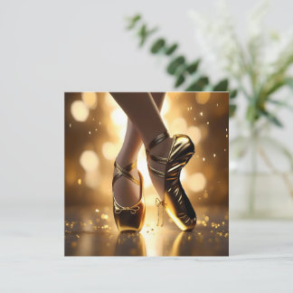 Gouden Elegantie: Ballerina Schoenen op Gold Bokeh Kaart