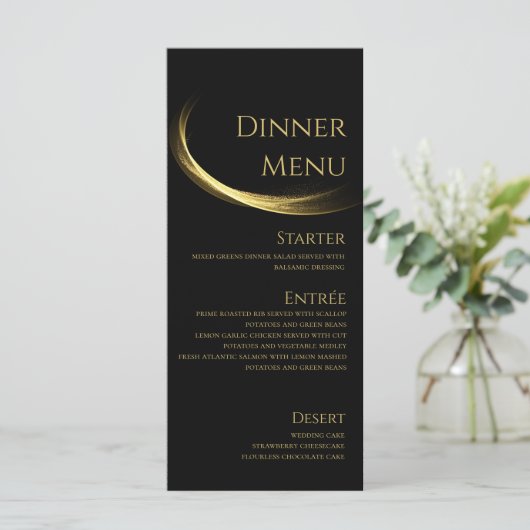 Gouden Elegantie-Bruiloft Menu- Menu (Staand voorkant)
