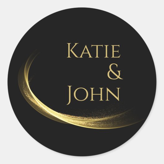Gouden Elegantie-Bruiloft- Ronde Sticker (Voorkant)