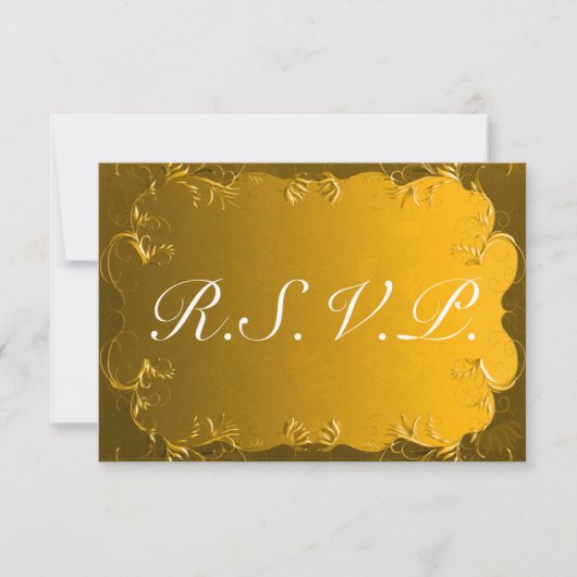 Gouden Elegantie Bruiloft RSVP Kaartje (Voorkant)