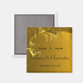 Gouden Elegantie Bruiloft Save the Date Magneet (Voorkant / Achterkant)