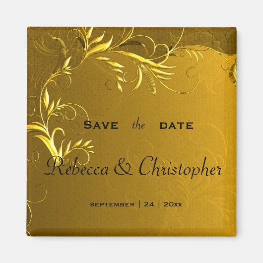 Gouden Elegantie Bruiloft Save the Date Magneet (Voorkant)
