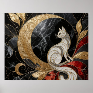 Gouden Elegantie: De betoverde kat Poster