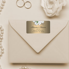 Gouden Elegantie en Witte Rozen Bruiloft Etiket