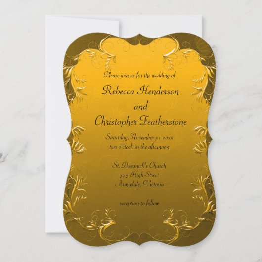 Gouden Elegantie Gebogen Bruiloft Kaart (Voorkant)