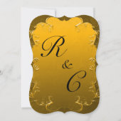 Gouden  Elegantie Gebogen Bruiloft Kaart (Achterkant)