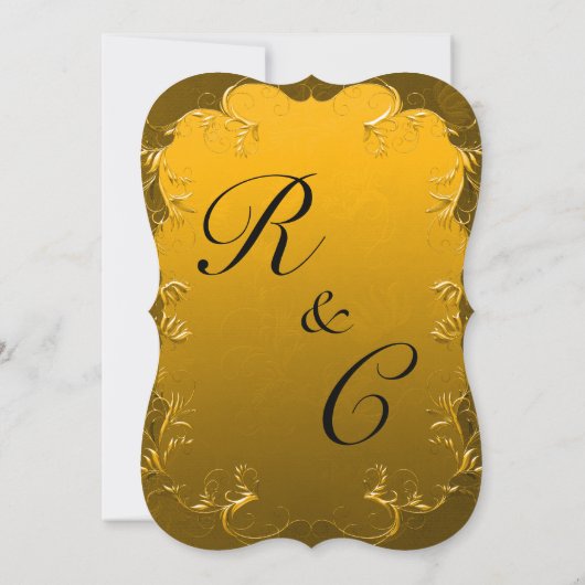 Gouden  Elegantie Gebogen Bruiloft Kaart (Achterkant)