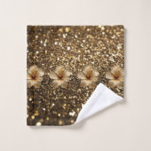 Gouden Elegantie: Gouden Hibiscus Shimmer Bad Handdoek (Wasdoekje)