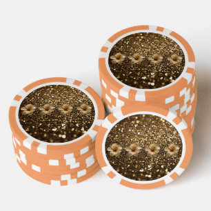 Gouden Elegantie: Gouden Hibiscus Shimmer Poker Chips