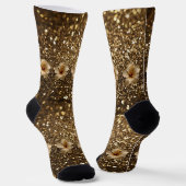Gouden Elegantie: Gouden Hibiscus Shimmer Sokken (Gebogen)