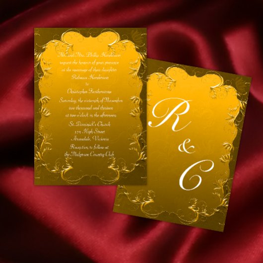 Gouden Elegantie Klassieke Bruiloft Kaart